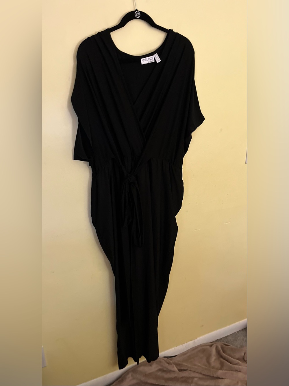 Attitudes by Renee Black Wrap-Style Women's Jumpsuit Size 2XL